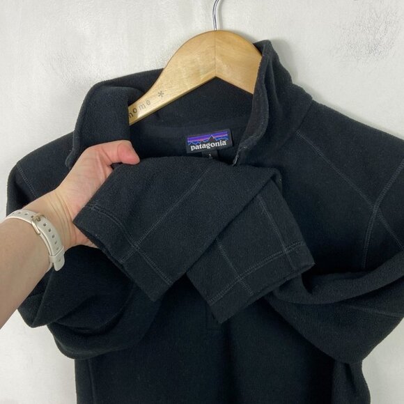 Patagonia Micro Fleece Quarter Zip Pullover Sweater Black Size Small Hiking Pull - Picture 7 of 14